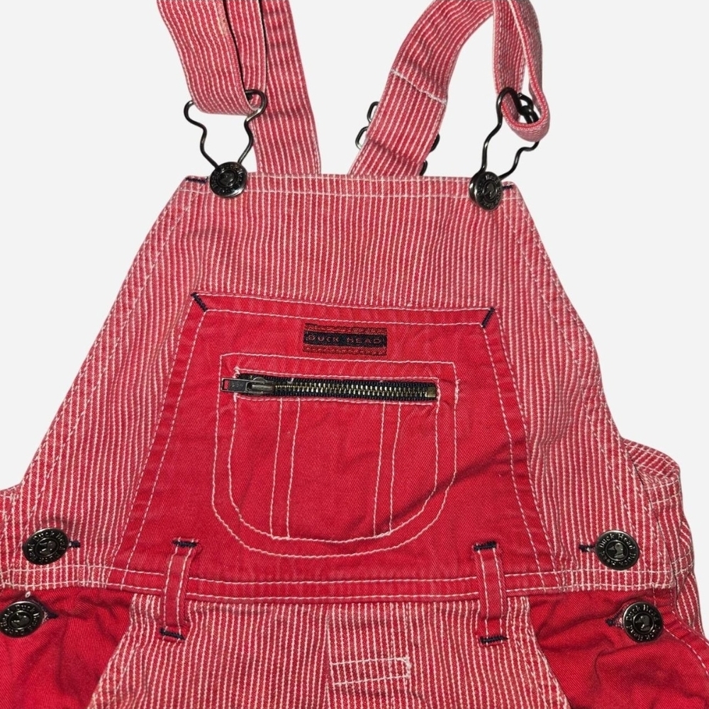 Vintahe Duck Head Red and White Striped Kids Overalls (4T)